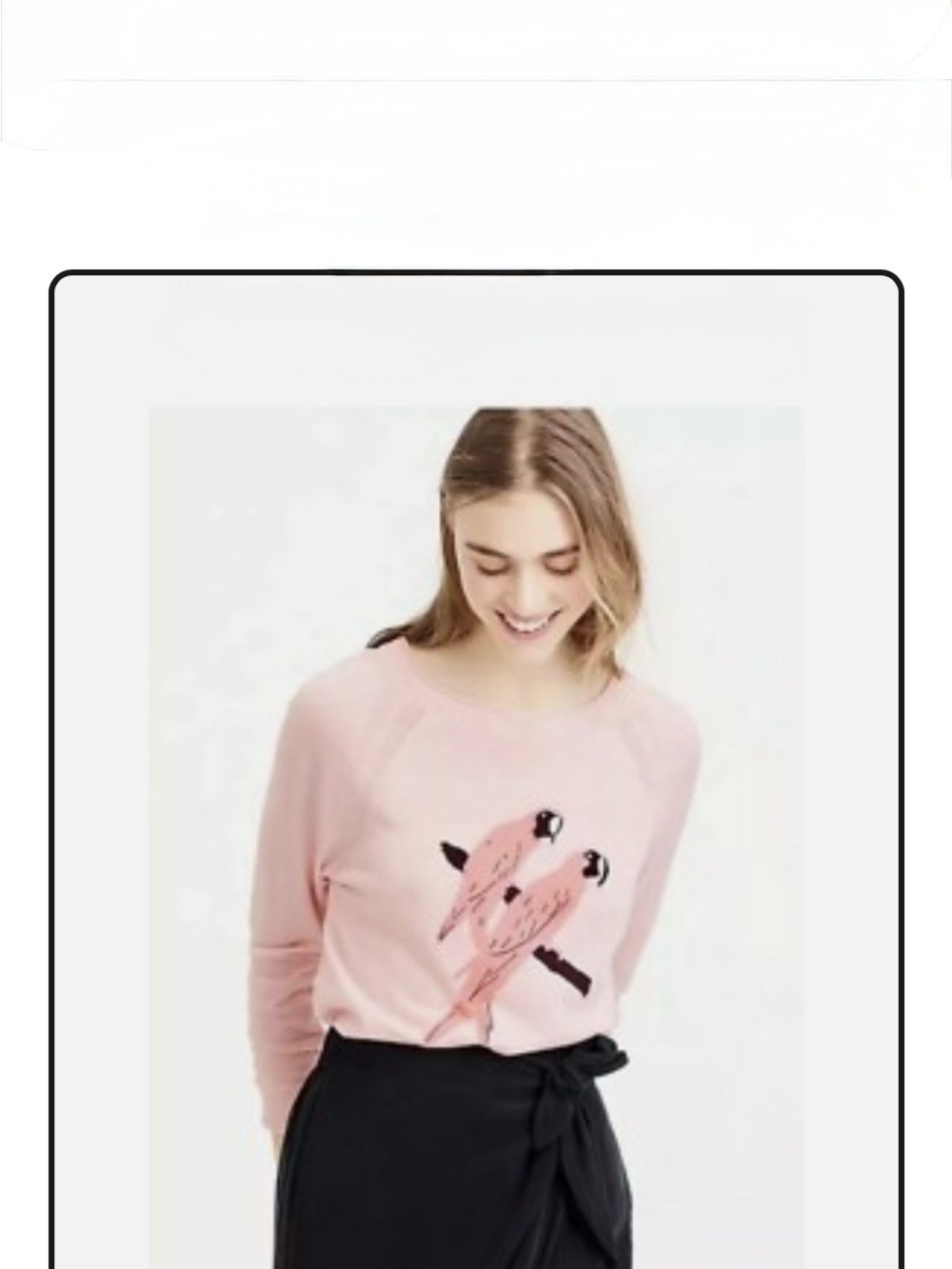 J. Crew Pink Crewneck Sweater with Parrot Motif